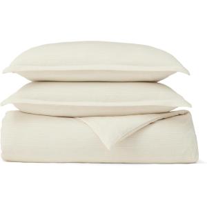 BOLL & BRANCH Flannel Duvet Set – King/Cal King, White – Luxury 100% Organic Cotton – 1 Duvet Cover, 2 Shams – Velvety Soft, Warm & Breathable Weave(Cream/Oak)