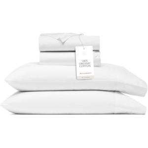 BOLL & BRANCH Percale Hemmed Sheet Set – Cooling Breathable Bed Sheets for Hot Sleepers – King, Pewter – Luxury 100% Organic Cotton – 1 Flat, 1 Fitted, 2 Pillowcases(White)