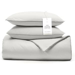 BOLL & BRANCH Signature Comforter Set – King/Cal King, White – Duvet Insert and Cover in One Layer – Luxury Organic Cotton, Down Alternative, Hypoallergenic, All-Season – 1 Comforter and 2 Shams(Mist)