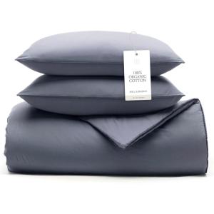 BOLL & BRANCH Signature Comforter Set – King/Cal King, White – Duvet Insert and Cover in One Layer – Luxury Organic Cotton, Down Alternative, Hypoallergenic, All-Season – 1 Comforter and 2 Shams(Mineral)