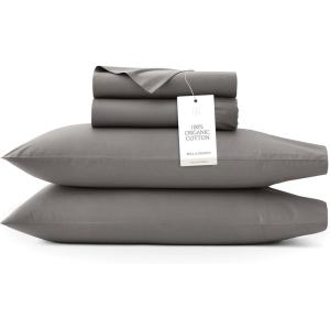 BOLL & BRANCH Signature Hemmed Sheet Set – Queen, White – Luxury 100% Organic Cotton – Includes 1 Flat, 1 Fitted, 2 Pillowcases – Buttery Soft(Stone)