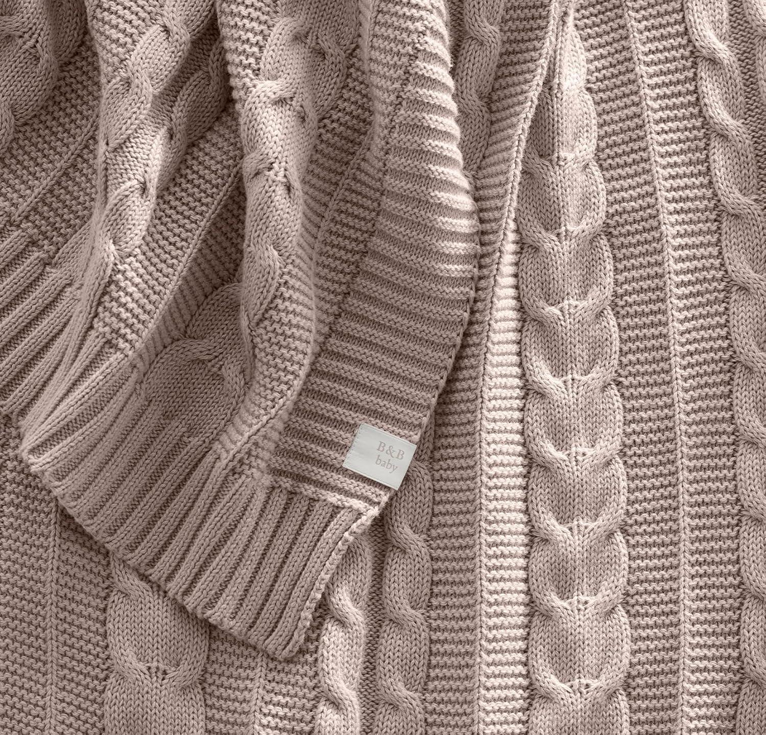 imageBOLL ampamp BRANCH Cable Knit Baby Blanket Dusty Rose ToxinFree 100 Organic Cotton MachineWashable Soft Breathable 30 x 40Dusty Rose