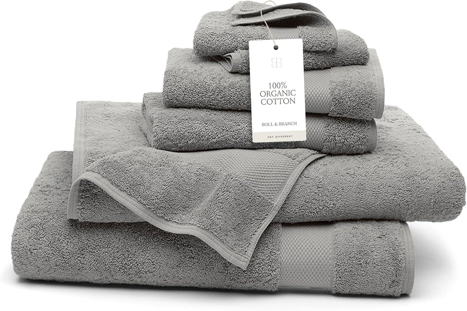 imageBOLL ampamp BRANCH Plush Bath Towel Set Cream 6 Piece Includes 2 Bath Towels 2 Hand Towels ampamp 2 Washcloths 100 Organic Cotton Ultra Soft ampamp Luxurious Quick AbsorbingStone