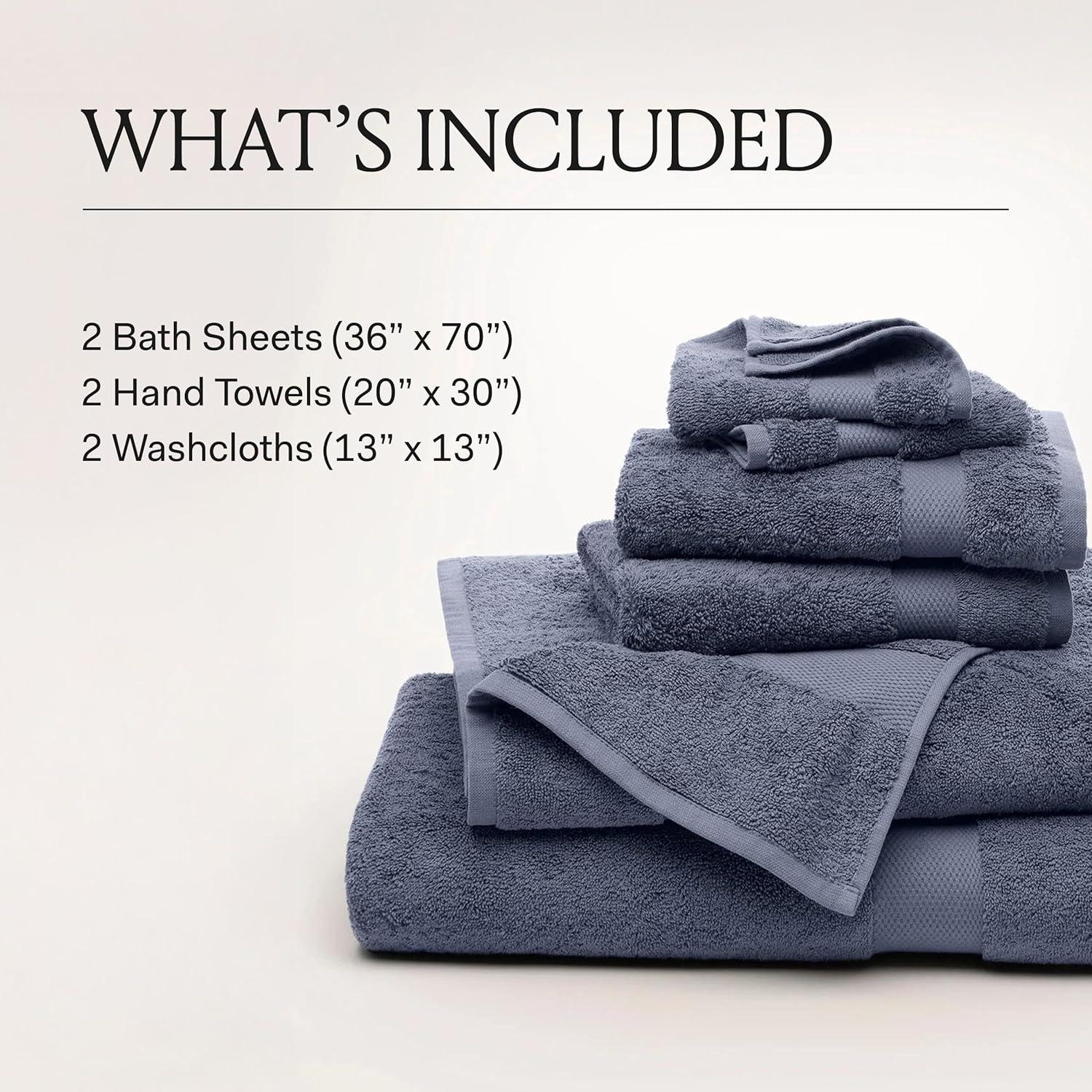 imageBOLL ampamp BRANCH Plush Bath Towel Set Cream 6 Piece Includes 2 Bath Towels 2 Hand Towels ampamp 2 Washcloths 100 Organic Cotton Ultra Soft ampamp Luxurious Quick AbsorbingMineral