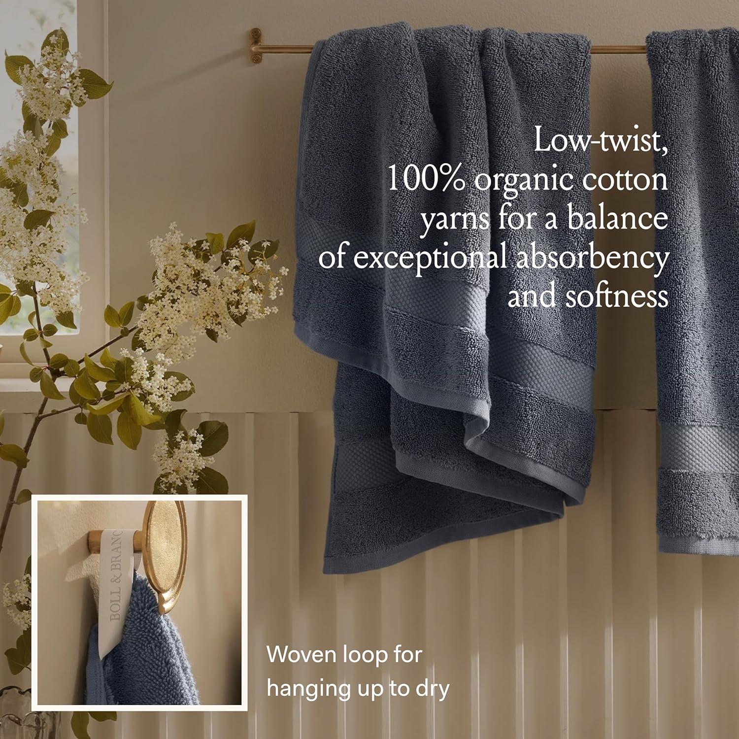 imageBOLL ampamp BRANCH Plush Bath Towel Set Cream 6 Piece Includes 2 Bath Towels 2 Hand Towels ampamp 2 Washcloths 100 Organic Cotton Ultra Soft ampamp Luxurious Quick AbsorbingSageleaf