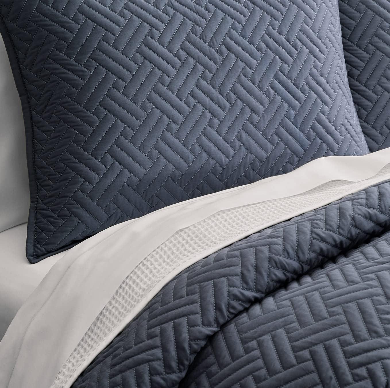 imageBOLL ampamp BRANCH Signature Basketweave Quilt Set Prime Exclusive Twin White Luxury 100 Organic Cotton 1 Bedspread 2 Shams Soft and BreathableMineral