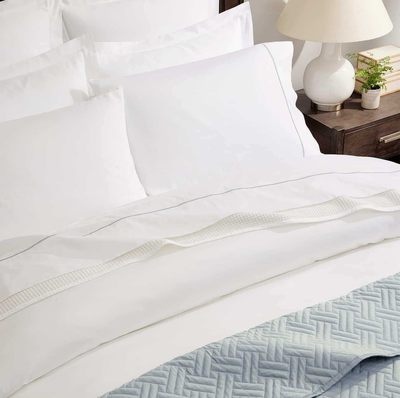 imageBOLL ampamp BRANCH Signature Embroidered Sheet Set Full WhiteShore Luxury 100 Organic Cotton 1 Flat Sheet 2 Fitted Sheet 2 PillowcasesWhiteShore