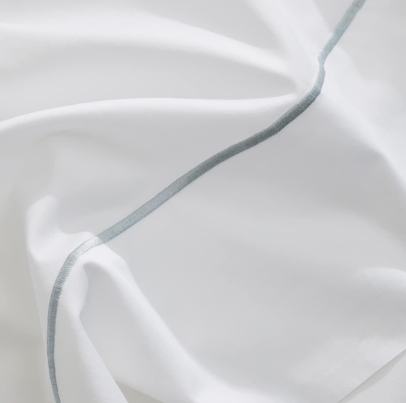 imageBOLL ampamp BRANCH Signature Embroidered Sheet Set Full WhiteShore Luxury 100 Organic Cotton 1 Flat Sheet 2 Fitted Sheet 2 PillowcasesWhiteShore