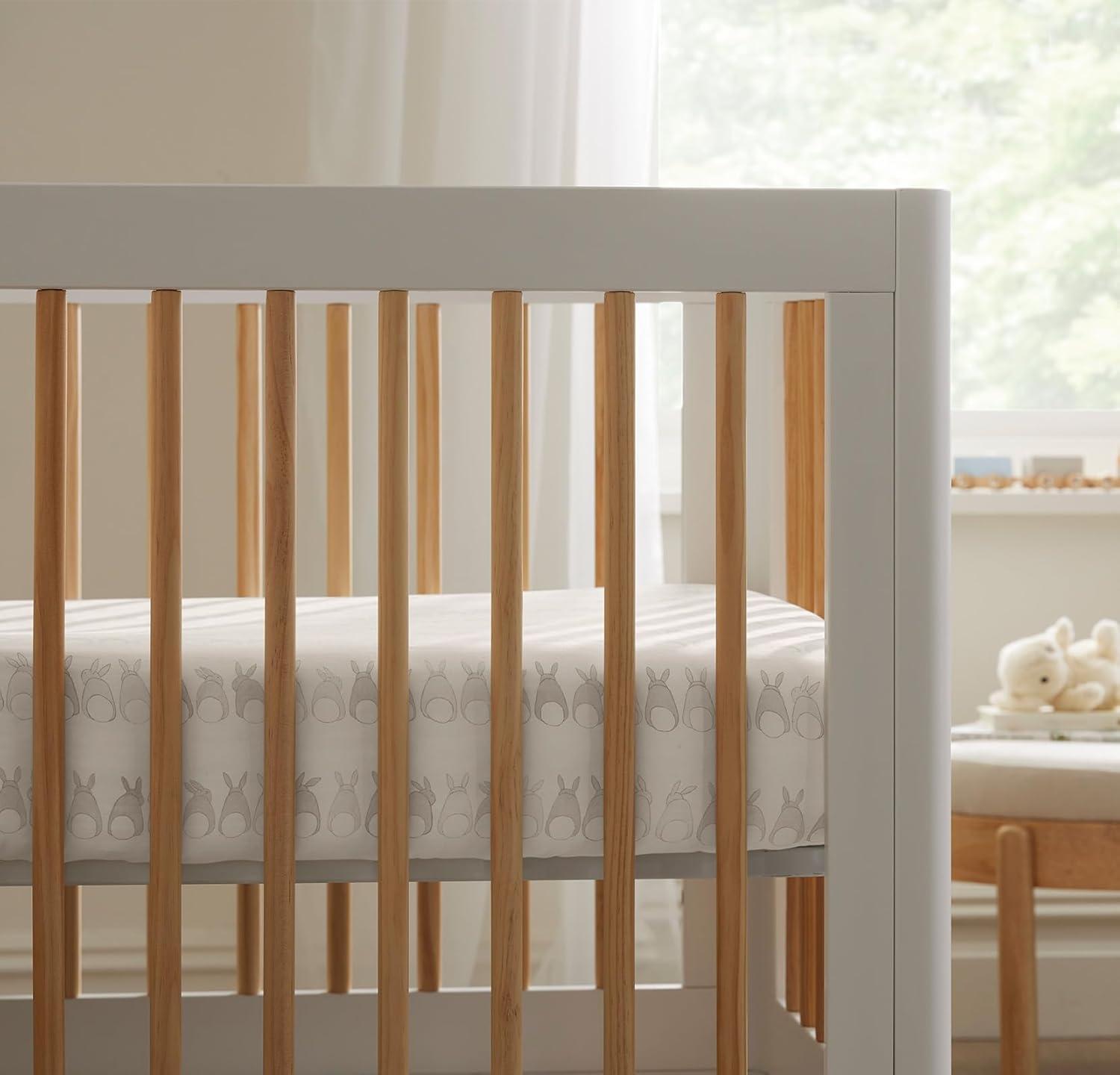 imageBoll ampamp Branch Signature Hemmed Fitted Baby Crib Sheet for Boys and Girls One Size Natural ToxinFree Soft 100 Organic Cotton TopStitched Elastic Band Secure Fit for Standard CribsCottontail