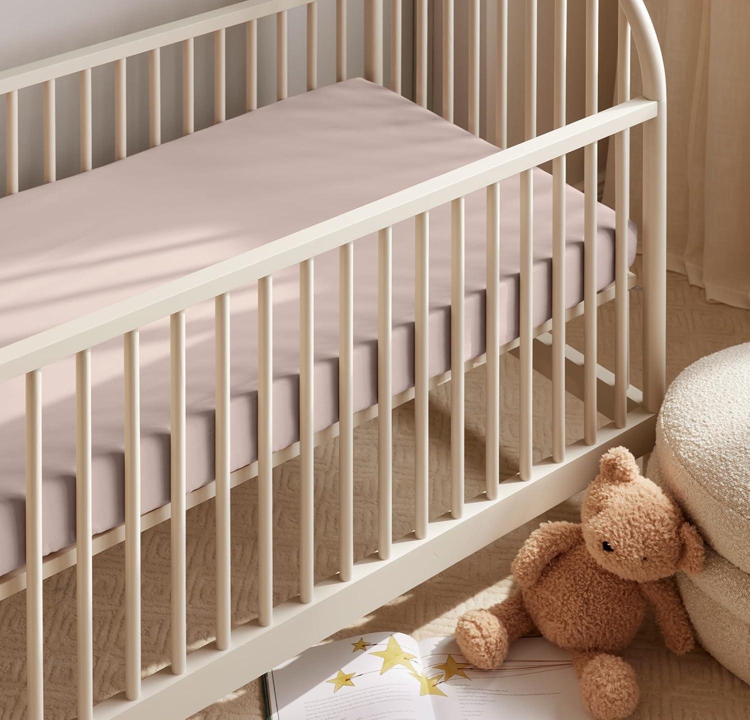 imageBoll ampamp Branch Signature Hemmed Fitted Baby Crib Sheet for Boys and Girls One Size Natural ToxinFree Soft 100 Organic Cotton TopStitched Elastic Band Secure Fit for Standard CribsDusty Rose