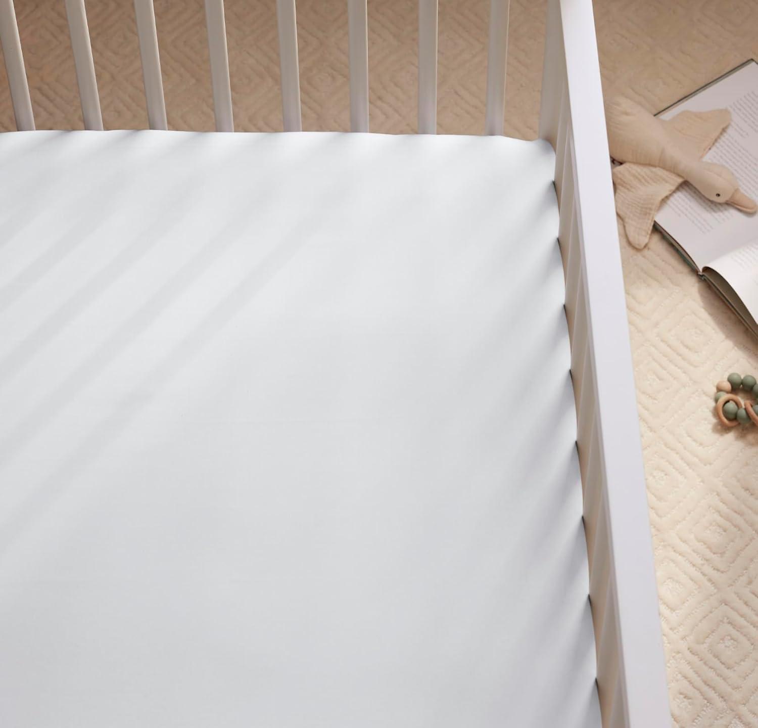 imageBoll ampamp Branch Signature Hemmed Fitted Baby Crib Sheet for Boys and Girls One Size Natural ToxinFree Soft 100 Organic Cotton TopStitched Elastic Band Secure Fit for Standard CribsSky