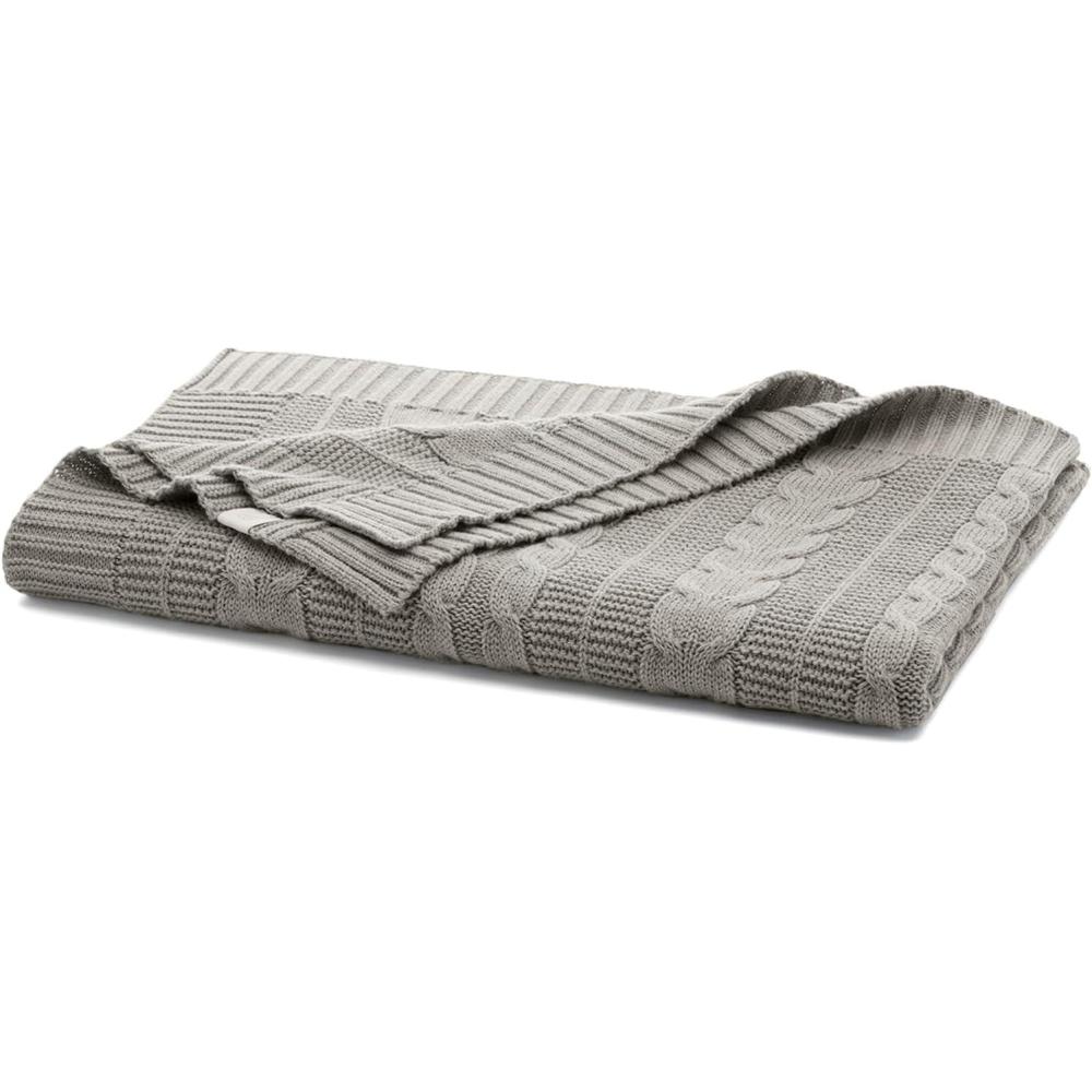 imageBOLL ampamp BRANCH Cable Knit Baby Blanket Dusty Rose ToxinFree 100 Organic Cotton MachineWashable Soft Breathable 30 x 40Pewter