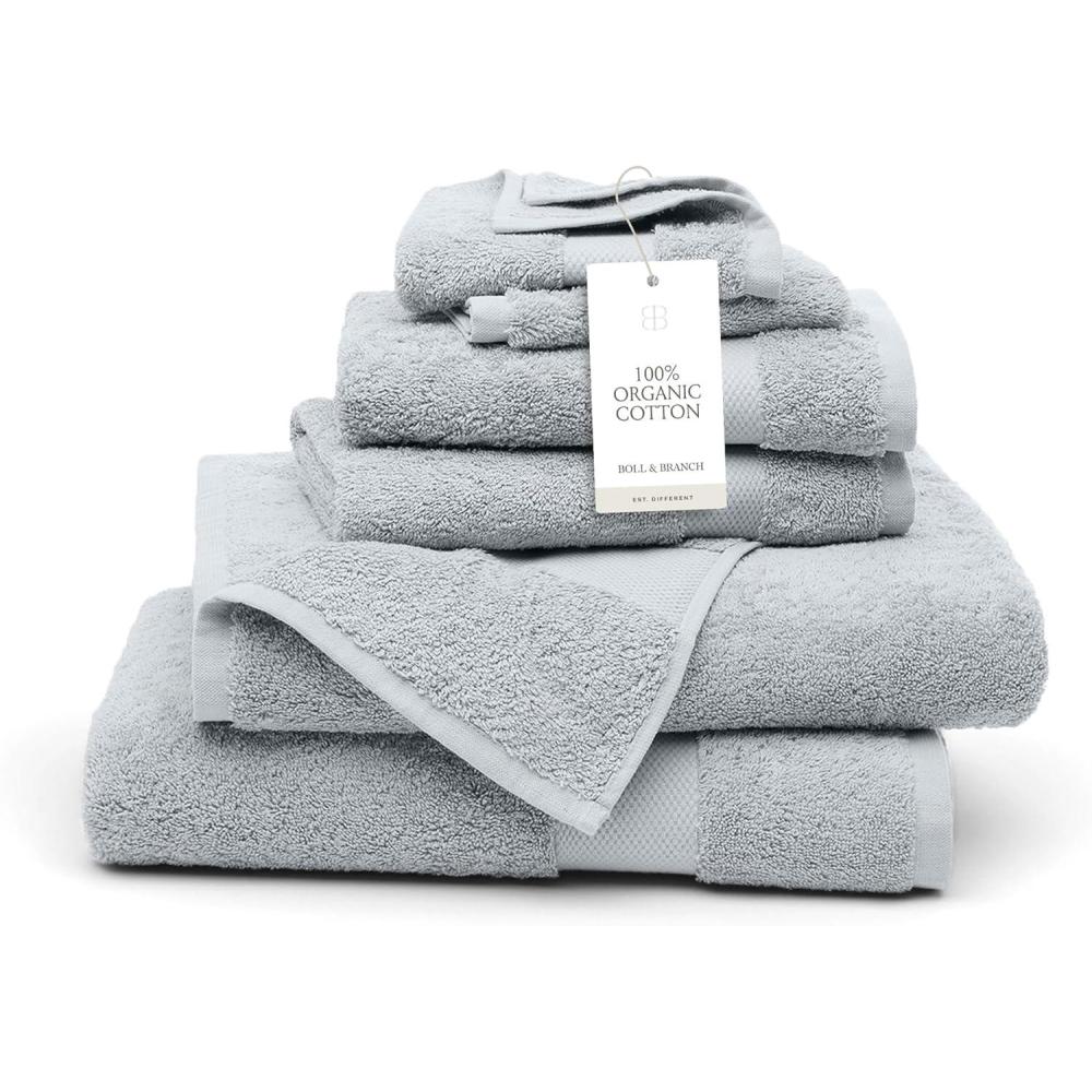 imageBOLL ampamp BRANCH Plush Bath Towel Set Cream 6 Piece Includes 2 Bath Towels 2 Hand Towels ampamp 2 Washcloths 100 Organic Cotton Ultra Soft ampamp Luxurious Quick AbsorbingShore