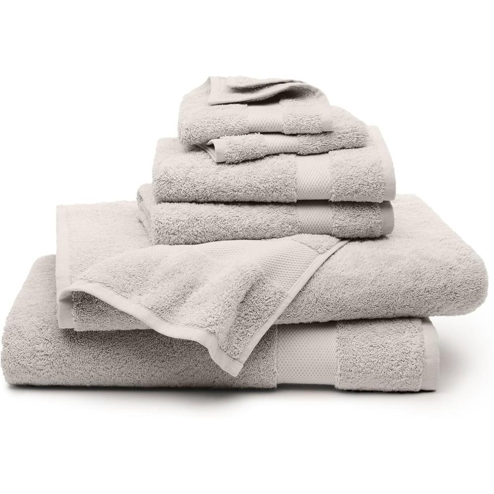 imageBOLL ampamp BRANCH Plush Bath Towel Set Cream 6 Piece Includes 2 Bath Towels 2 Hand Towels ampamp 2 Washcloths 100 Organic Cotton Ultra Soft ampamp Luxurious Quick AbsorbingPewter