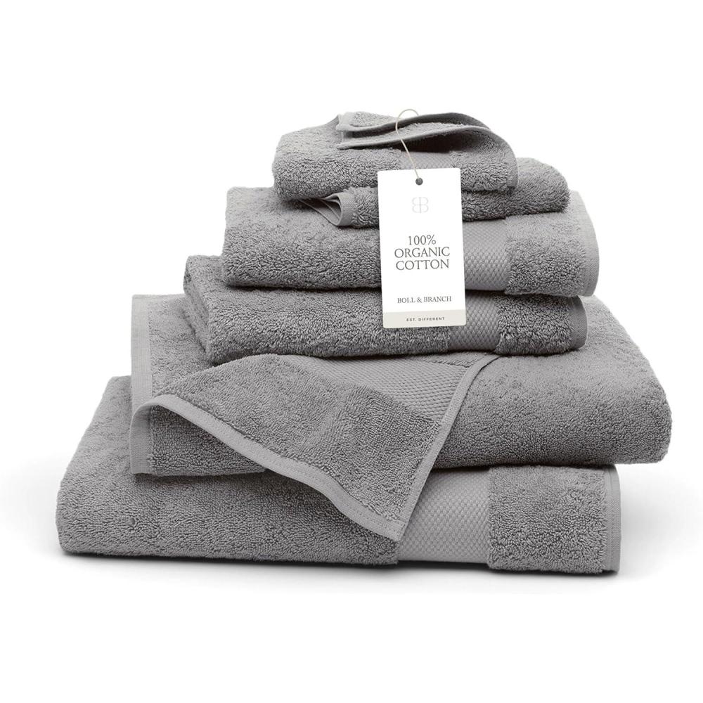 imageBOLL ampamp BRANCH Plush Bath Towel Set Cream 6 Piece Includes 2 Bath Towels 2 Hand Towels ampamp 2 Washcloths 100 Organic Cotton Ultra Soft ampamp Luxurious Quick AbsorbingStone