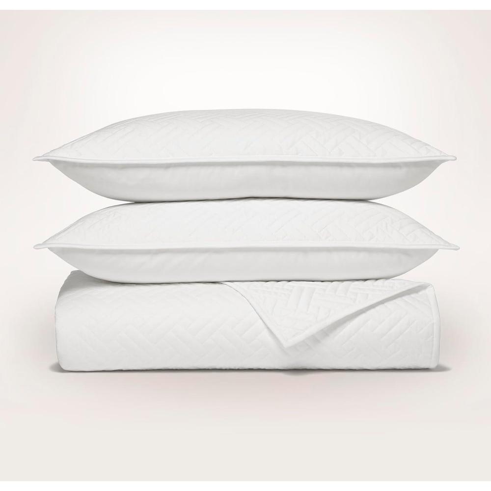 imageBOLL ampamp BRANCH Signature Basketweave Quilt Set Prime Exclusive Twin White Luxury 100 Organic Cotton 1 Bedspread 2 Shams Soft and BreathableWhite