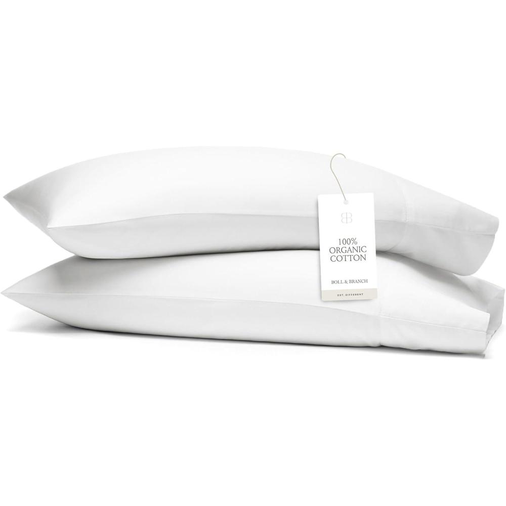 imageBoll ampamp Branch Percale Hemmed Pillowcase Set Cooling and Breathable for Hot Sleepers King Shore Luxury 100 Organic Cotton Crisp and Smooth 2 Pillowcases IncludedWhite