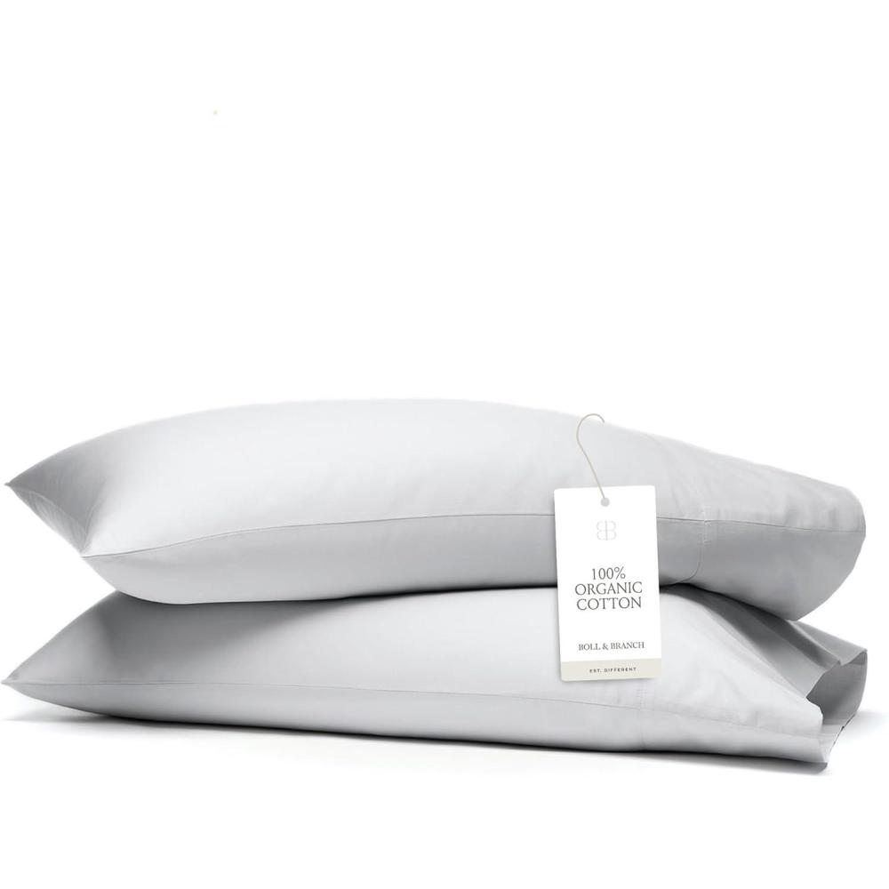 imageBoll ampamp Branch Percale Hemmed Pillowcase Set Cooling and Breathable for Hot Sleepers King Shore Luxury 100 Organic Cotton Crisp and Smooth 2 Pillowcases IncludedSky