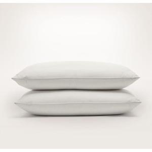 BOLL & BRANCH Pillow Starter Bundle – 2 Down Chamber Pillows – Includes 1 Medium & 1 Soft Density Pillow – Standard Size – 100% Organic Cotton Shell
