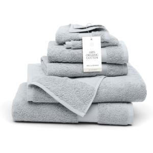 BOLL & BRANCH Plush Bath Towel Set – Cream – 6 Piece – Includes 2 Bath Towels, 2 Hand Towels & 2 Washcloths – 100% Organic Cotton – Ultra Soft & Luxurious – Quick Absorbing(Shore)