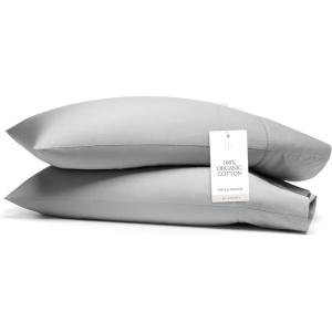 Boll & Branch Percale Hemmed Pillowcase Set – Cooling and Breathable for Hot Sleepers – King, Shore – Luxury 100% Organic Cotton – Crisp and Smooth – 2 Pillowcases Included(Shore)